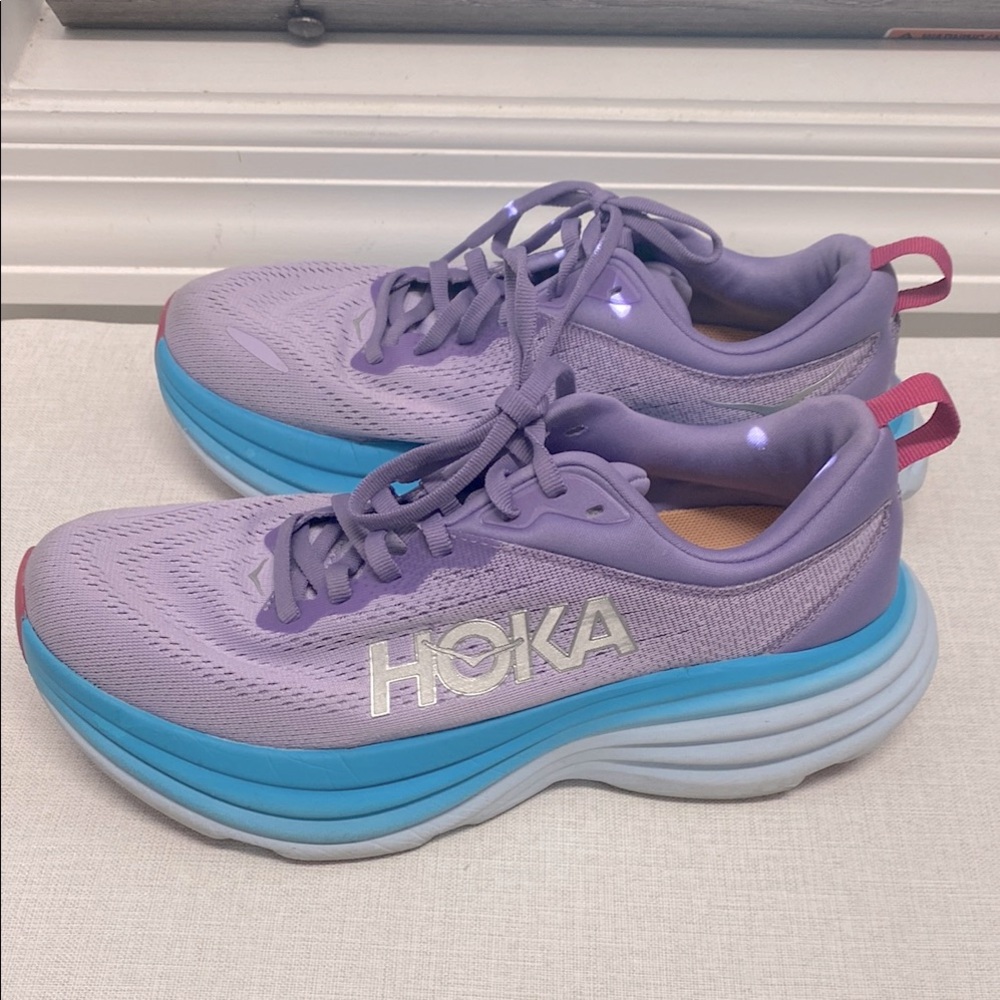 Hoka Bondi 8  Running Shoes Chalk Violet Pastel